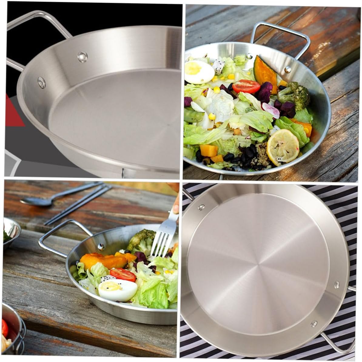 Binaural Frying Griddle Grill Topper Inducts Vegetable Grill BBQ Grill Non-Stick Paella Stainless Steel