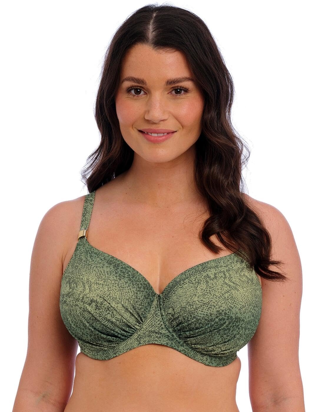 Fantasie Swim Women's Maya Bay Underwire Gathered Full Cup Bikini Top, Peridot, 38FF