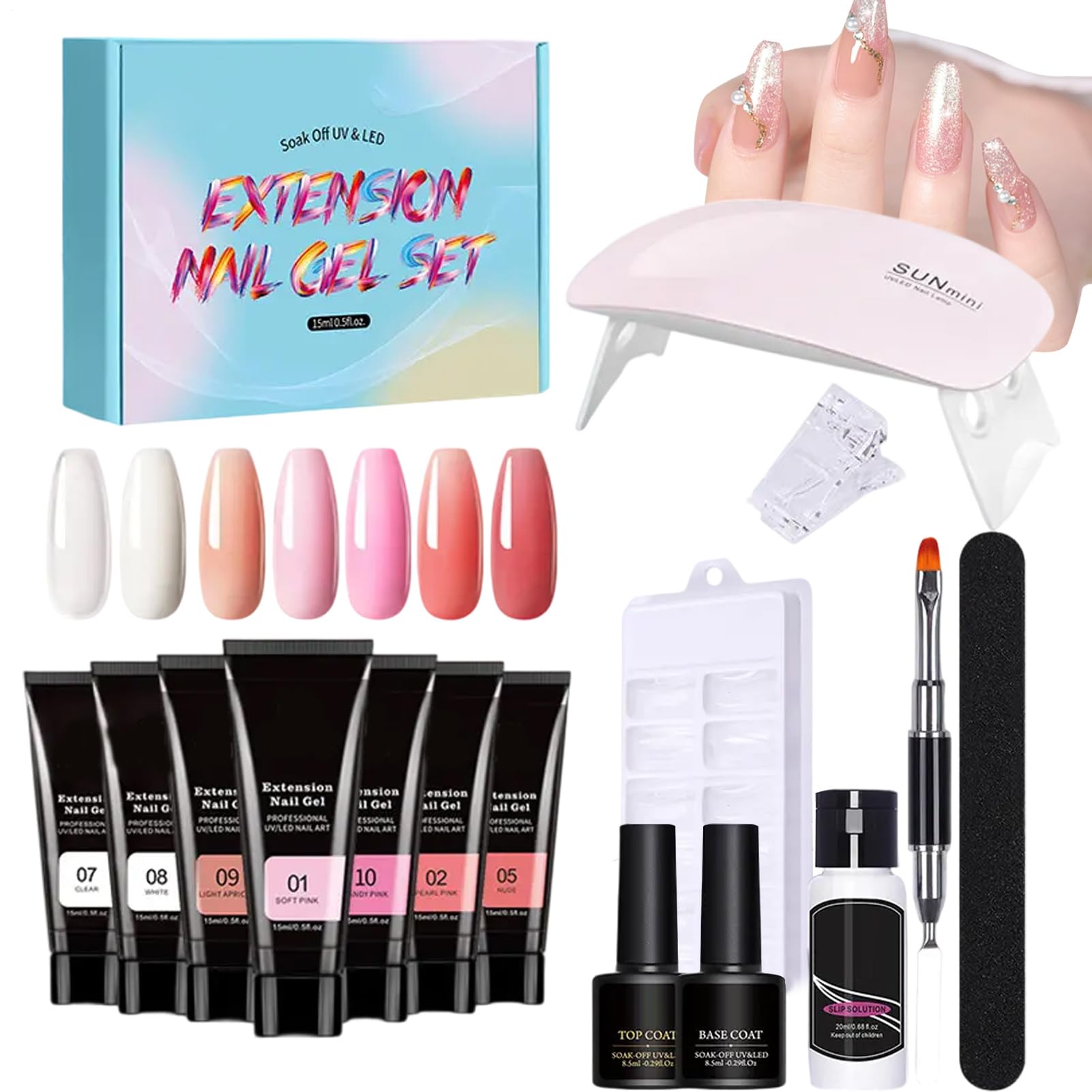 Kit de uñas con todo, kit de gel de uñas conjunto con kit de uñas