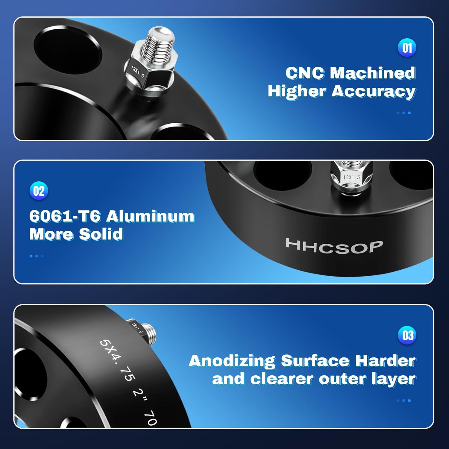 5x4.75 Wheel Spacers 2" (50mm) Bore 70.5mm with M12x1.5 Studs for Chevy S10 Blazer Corvette Camaro Corvette Impala/GMC S15 Sonoma Jimmy Pontiac Firebird, 2PCS 5x120.65 Wheel Adapters 2 Inch - Image 5