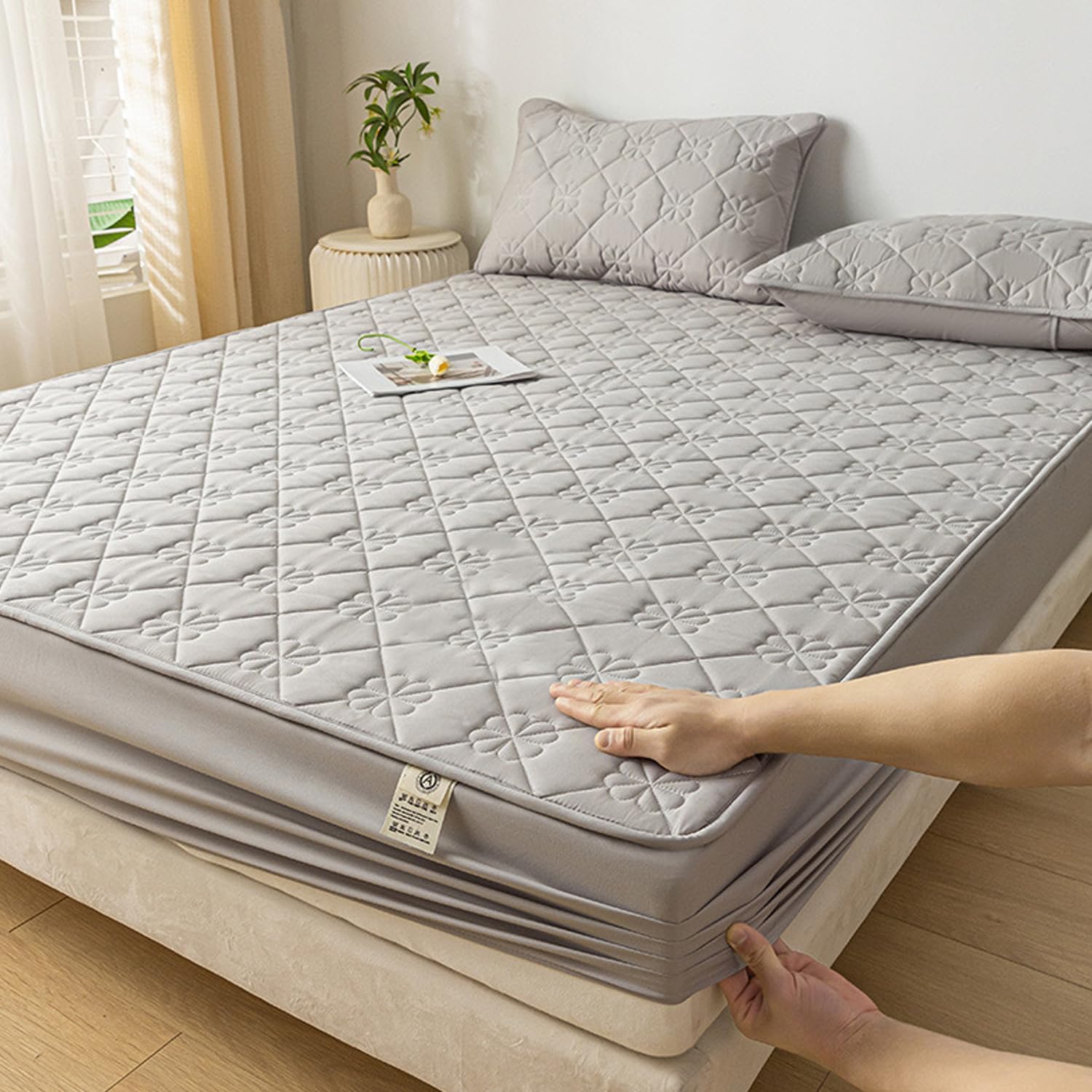 Waterdichte matrashoes Queen met diepe zak gemonteerd tot 12 matras, Twin Matrasbeschermer voor kinderen volwassenen, machinewasbaar, gemakkelijk te onderhouden(N,180x200cm