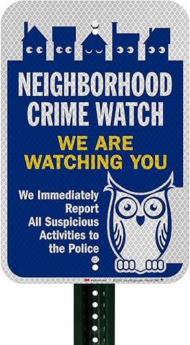 Miniatura 3 de SmartSign Letrero de "Neighborhood Crime Watch - We Are Watching You" 12 x 18 pulgadas, aluminio reflectante de grado diamante 3M
