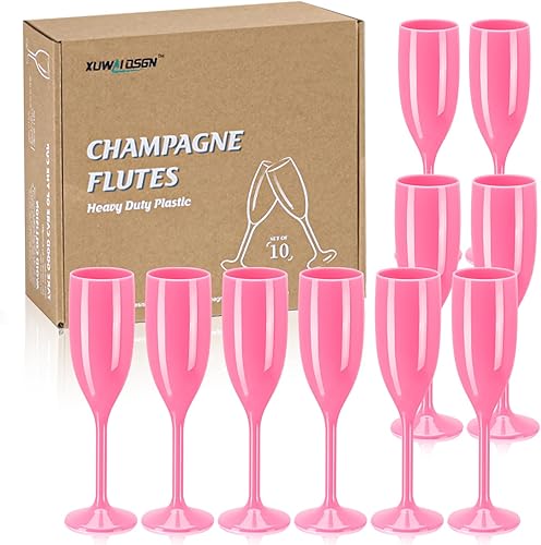 XUWAIDSGN Copas de Champán Acrílicas de Flauto para Boda Copas de Champán para Brindar Flauto de Champán de Goblet Plástico Reutilizables e