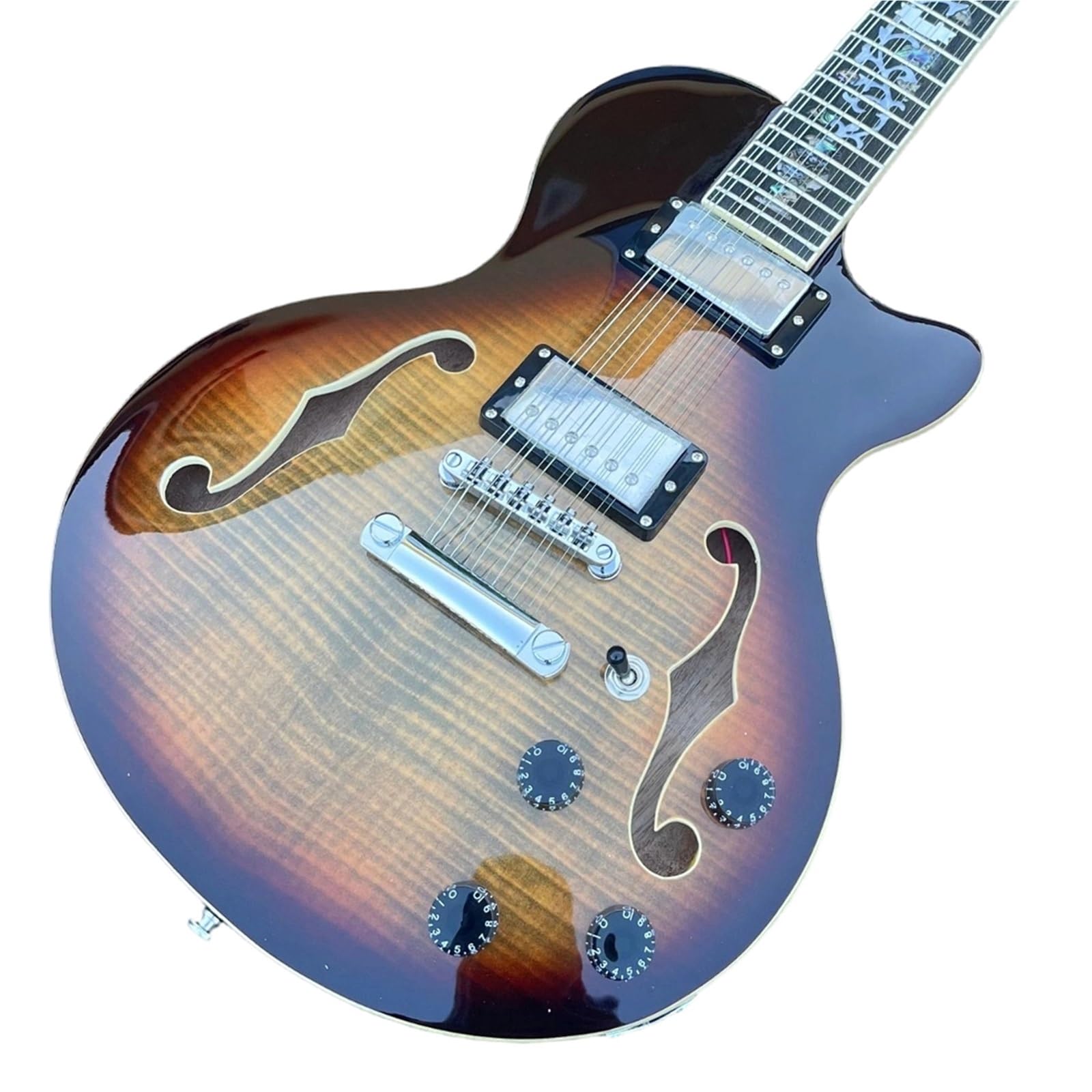 Chitarra Elettrica Pickup Humbucker A Corpo Semi Cavo Per Chitarra Elettrica A 12 Corde Hardware Cromato