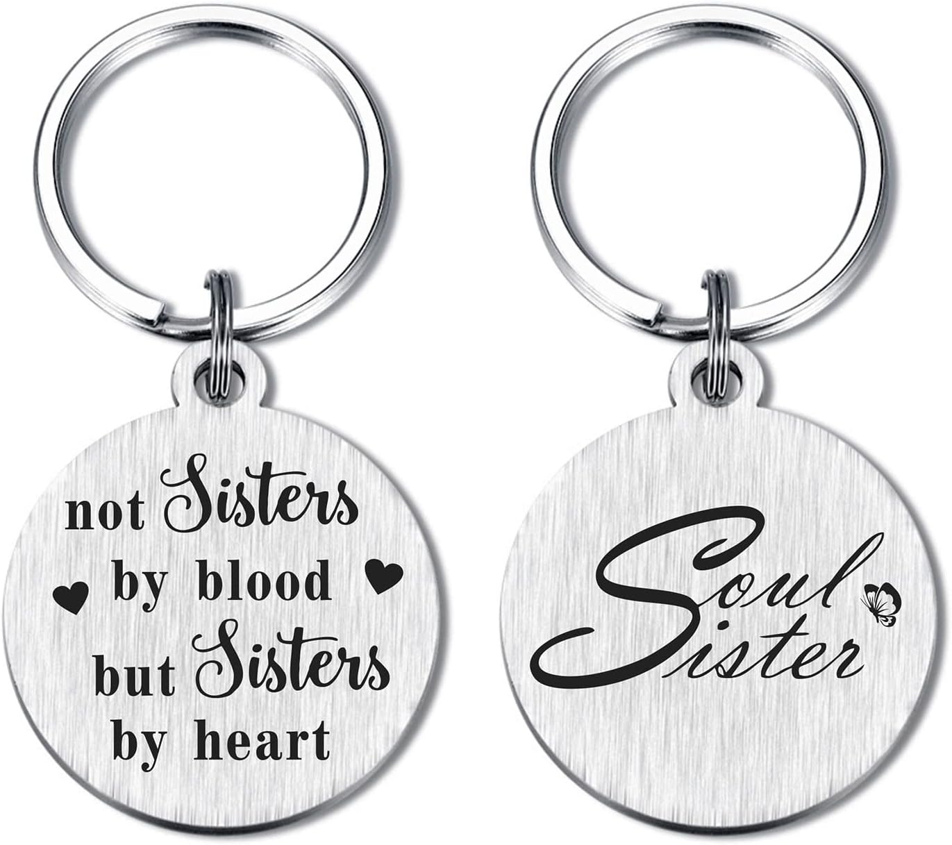 Yobent Soul Sister Gifts for Women, Birthday Keychain for Best Friends Female Friendship, Not Sisters By Blood But Sister By Heart Valentines Day Keychain for Girl