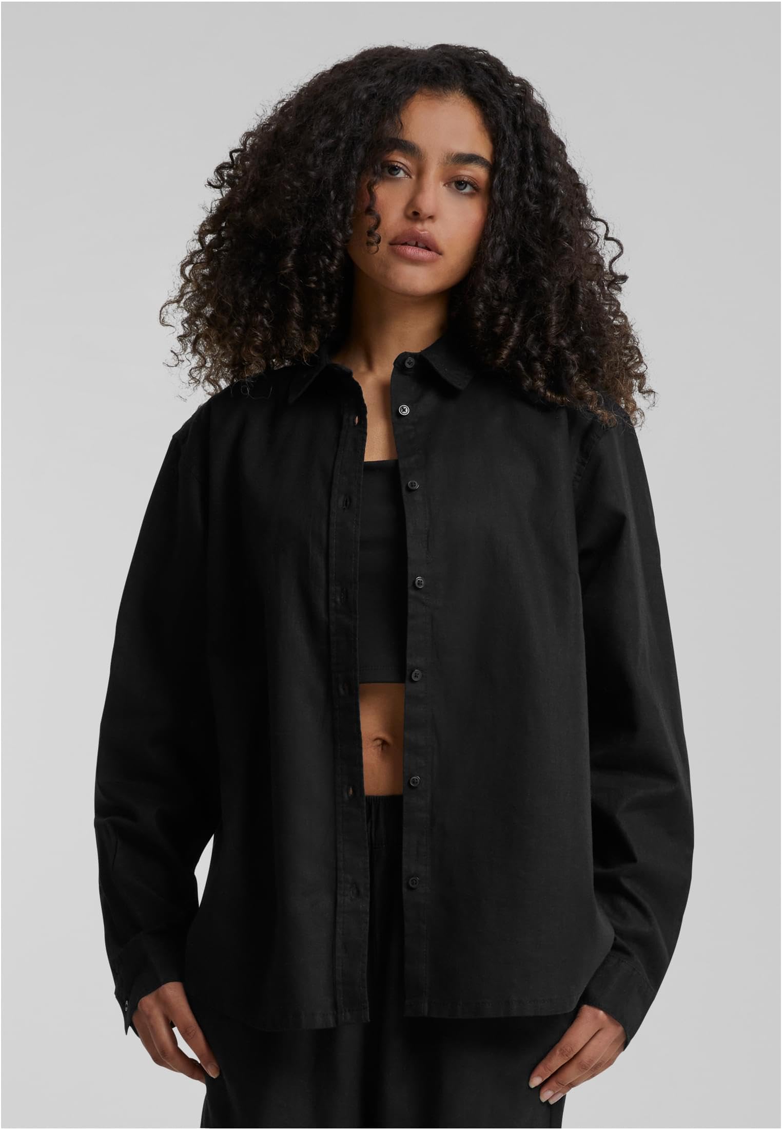 Urban Classics Damen Ladies Linen Mixed Oversized Shirt
