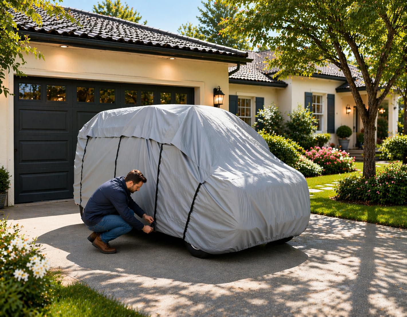 HBCOLLECTION Telo copri coperture per Camper Van Furgone 4 stagioni (LxlxA 580x213x244cm)