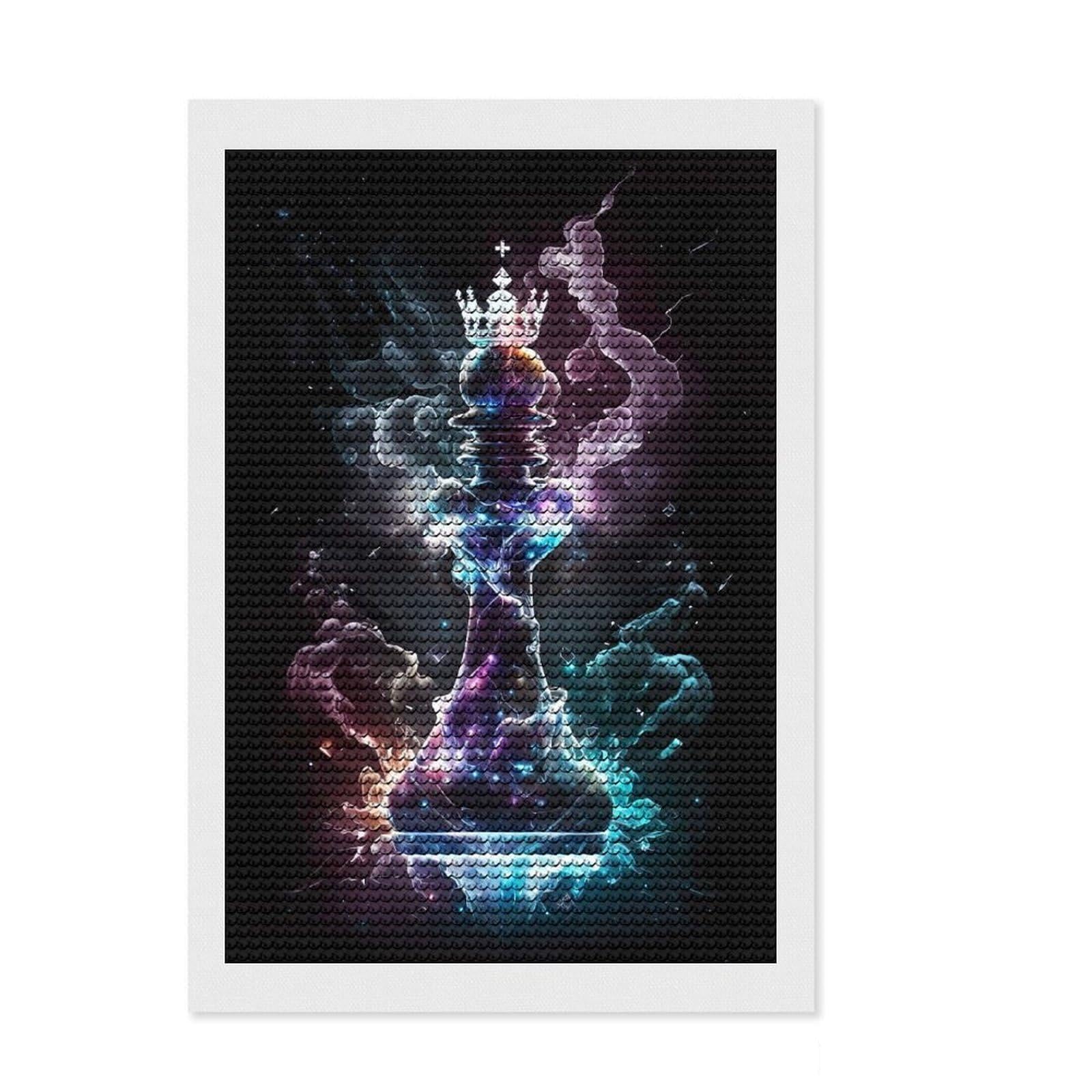 Junmoney Chess Mystical Bishop Diamond Art Canvas 8"x12", Home Wall Decor, for Craft Lovers, Stress Relief Craft, Holiday Gift Idea