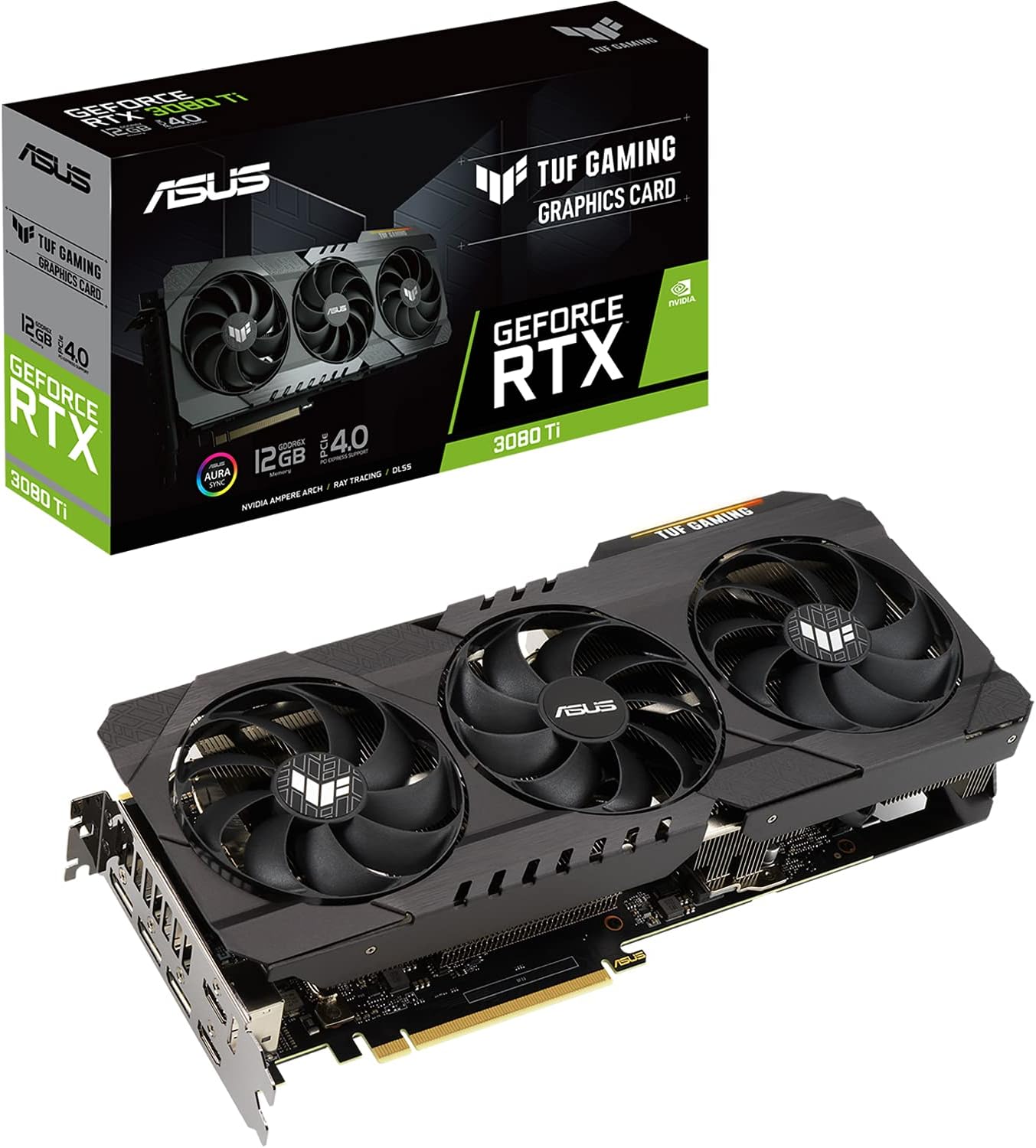 TUF Gaming NVIDIA GeForce RTX 3080 Ti Graphics Card (PCIe 4.0, 12GB GDDR6X, HDMI 2.1, DisplayPort 1.4a, Dual Ball Fan Bearings, Military-Grade Certification, GPU Tweak II), 3 Year Warranty