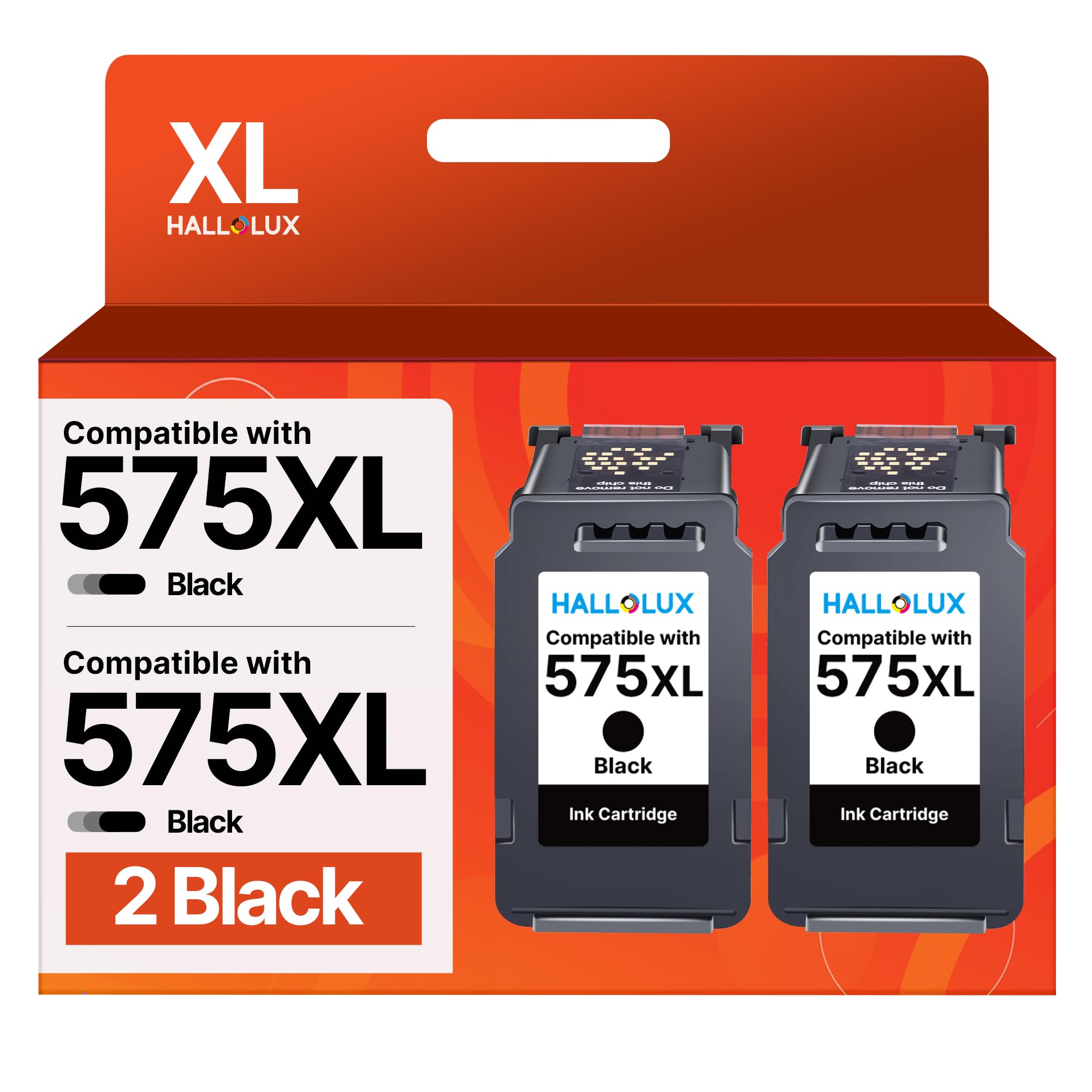 HALLOLUX PG-575XL Schwarz, 575XL Druckerpatronen Kompatible für Canon 575 Patronen für PIXMA TS3550i TS3551i TR4750i TR4751i (2er-Pack Schwarz)