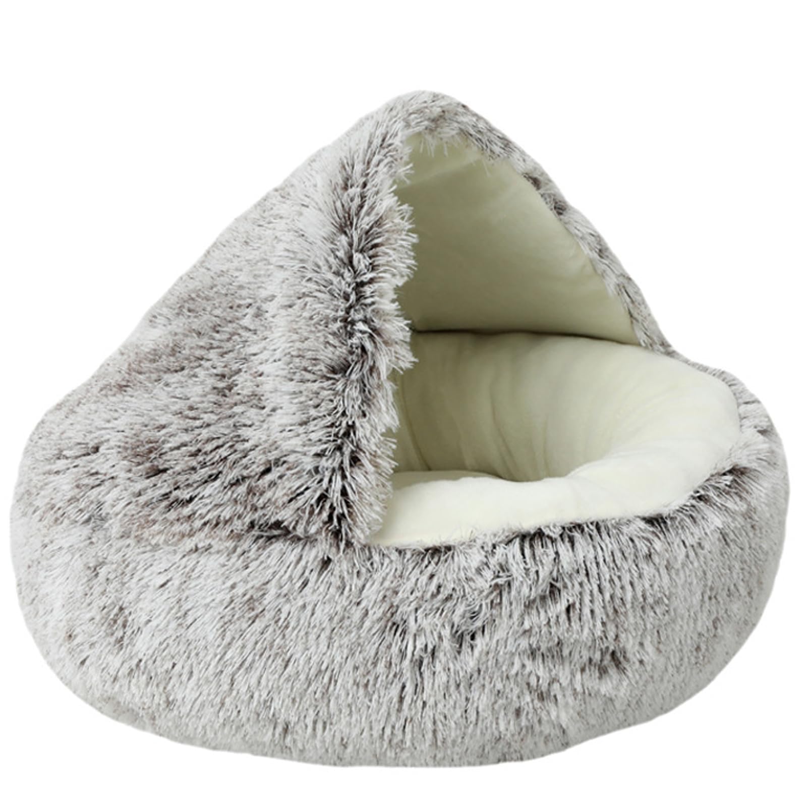 Beskie Calming Dog Bed & Cat Bed, Fluffy Plush Puppy Cushion, Kitten Cave, Small Dog Donut Cave, Indoor Cat Sleeping Bag