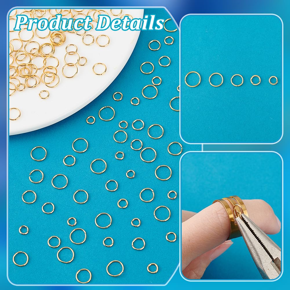 PH PandaHall Lot De 500 Anneaux Ouverts En Acier Inoxydable Doré De 6 Mm Pour La Fabrication De Bijoux, Les Projets D'artisanat Et La Réparation De Colliers
