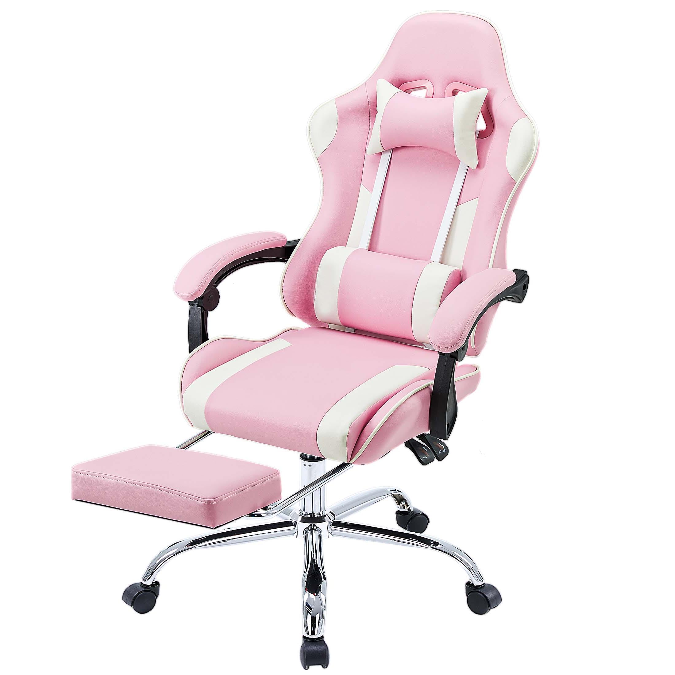 NEWBULIG Computer Gaming Desk Chair - High Back Ergonomic Lumbar Support with Footrest and Headrest Comfy PU Leather