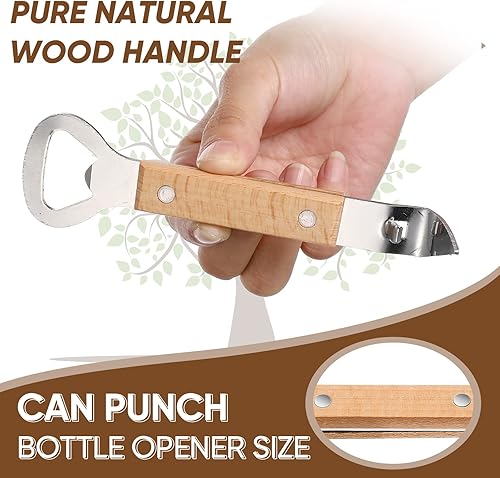 Miniatura 4 de 2 abrelatas magnéticas de botellas y latas con mango de madera, imanes de acero inoxidable para perforar latas para cervezas, bebidas, adecuado para