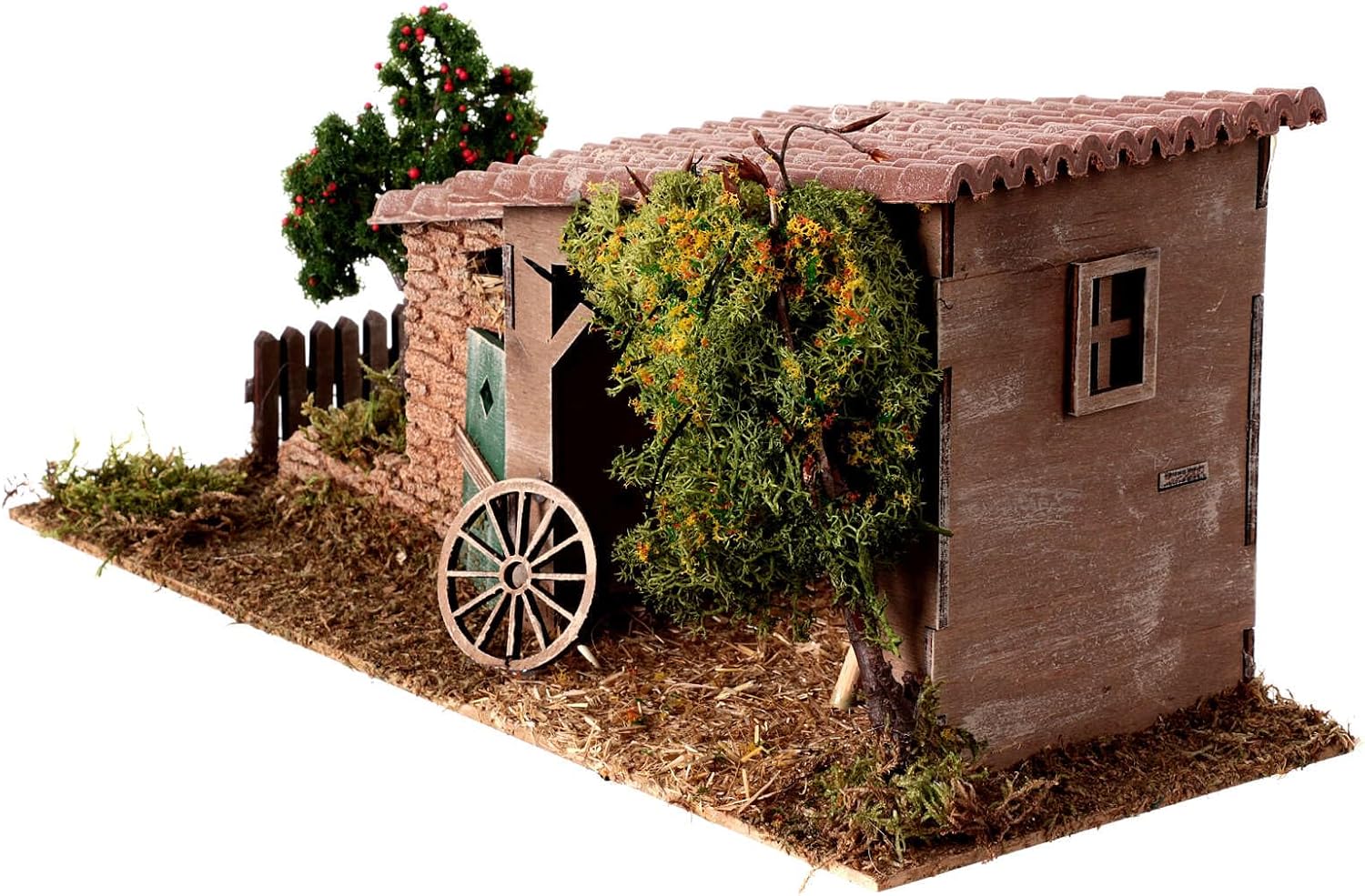 Holyart Rustic Style Farmhouse for Nativity Scene with Trees h 8 cm 15x30x15 cm
