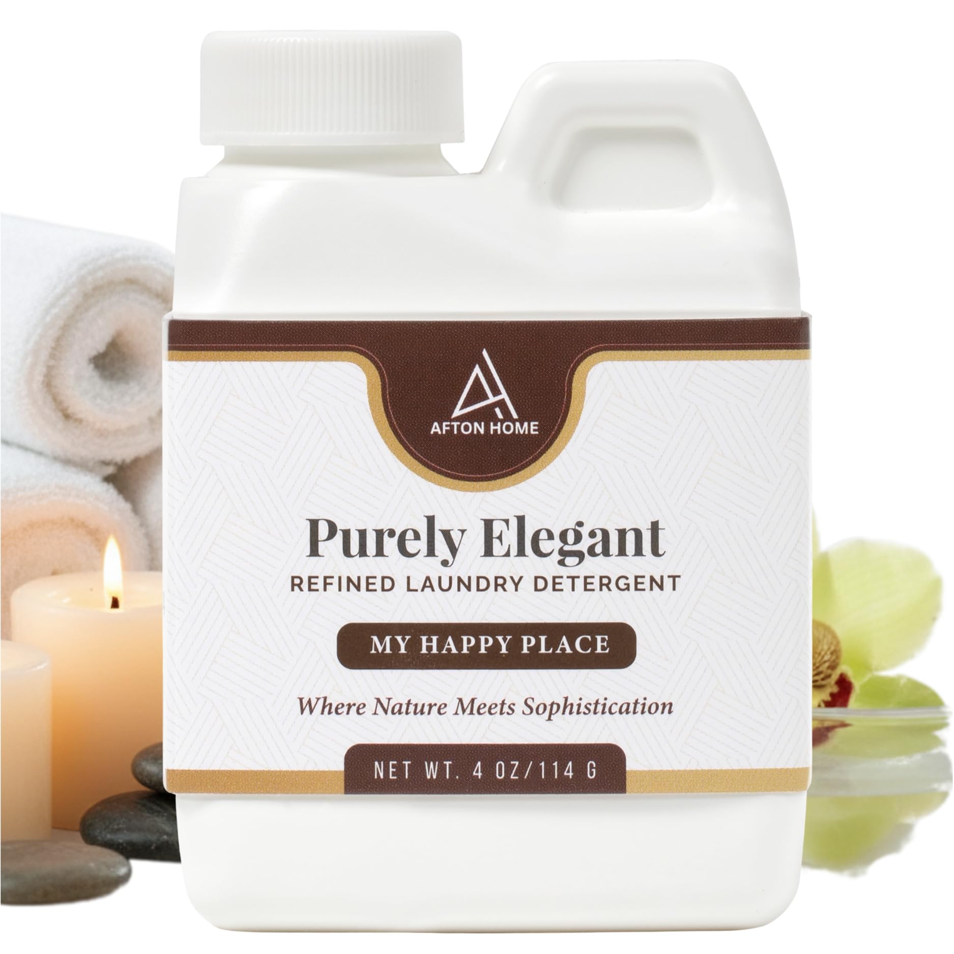 Elegant Luxury Plant-Based Laundry Detergent My Happy Place Scent, 4oz by Purely Elegant, Biodegradable, Highly Concentrated, Sensitive Skin Safe, Paraben Free, HE Compatible, Eco Travel Sample