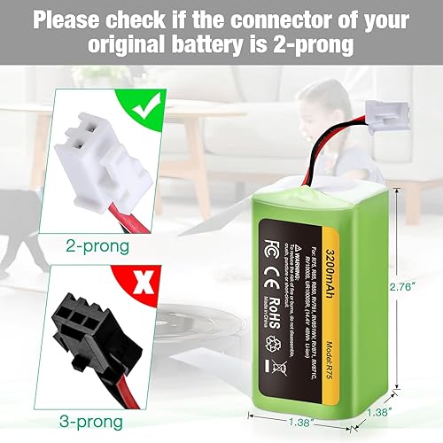 Miniatura 4 de FirstPower Batería RVBAT850 de 3.2 Ah – Repuesto para batería de vacío Shark Ion, Shark Ion R75, RV761, RV850C, RV1000S, RV1100VL, RV101AE,