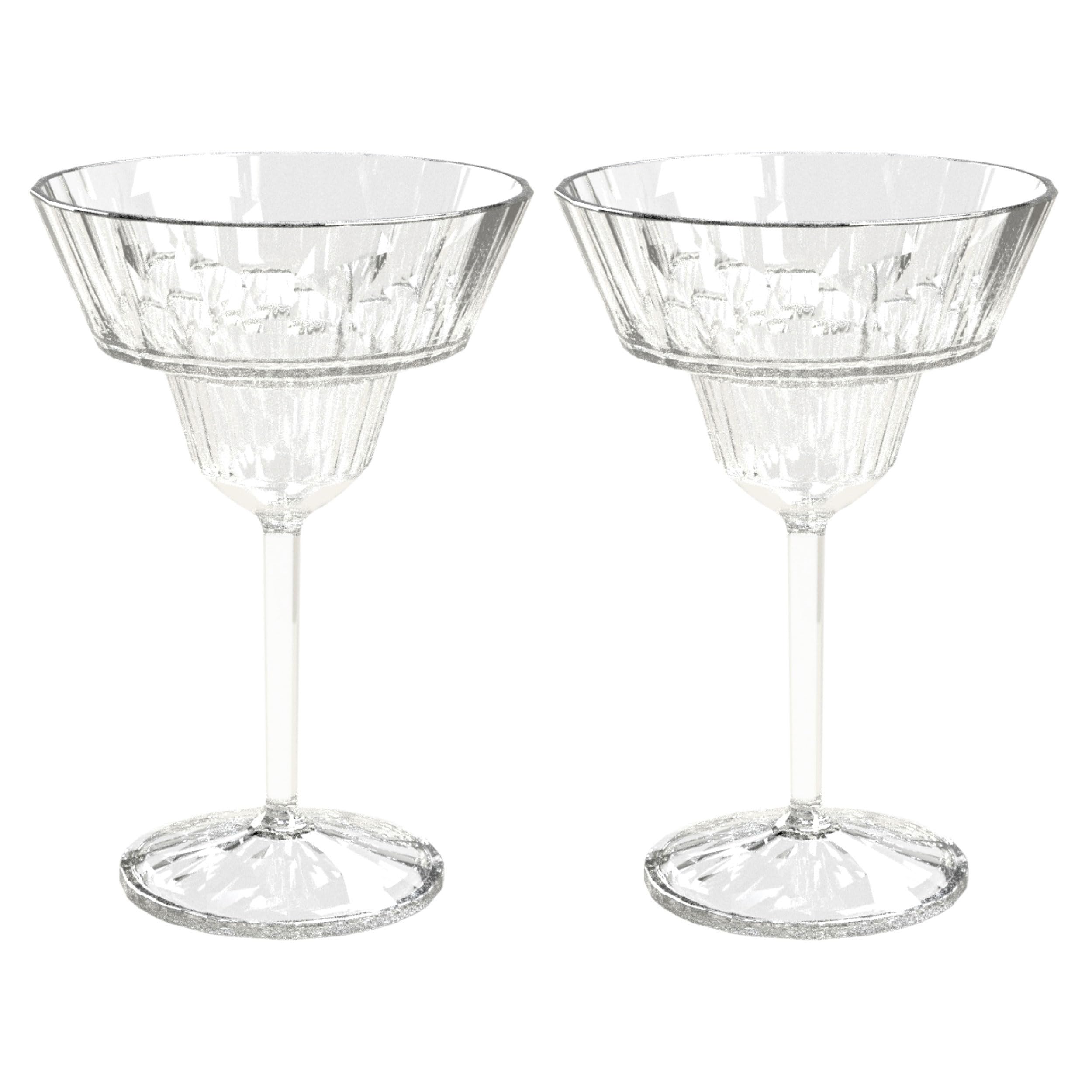 Koziol Superglas Club No. 16, set 2 bicchieri da Margarita 250 ml, plastica trasparente effetto diamante, eleganti, infrangibili, riutilizzabili, per feste, terrazza, giardino, campeggio