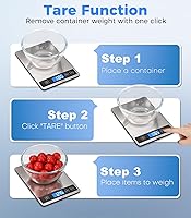Vista 9 de Báscula de alimentos – Báscula digital recargable de cocina de 33.1 lbs/33 libras con pantalla LCD de vista completa, gramos y onzas, tipo C