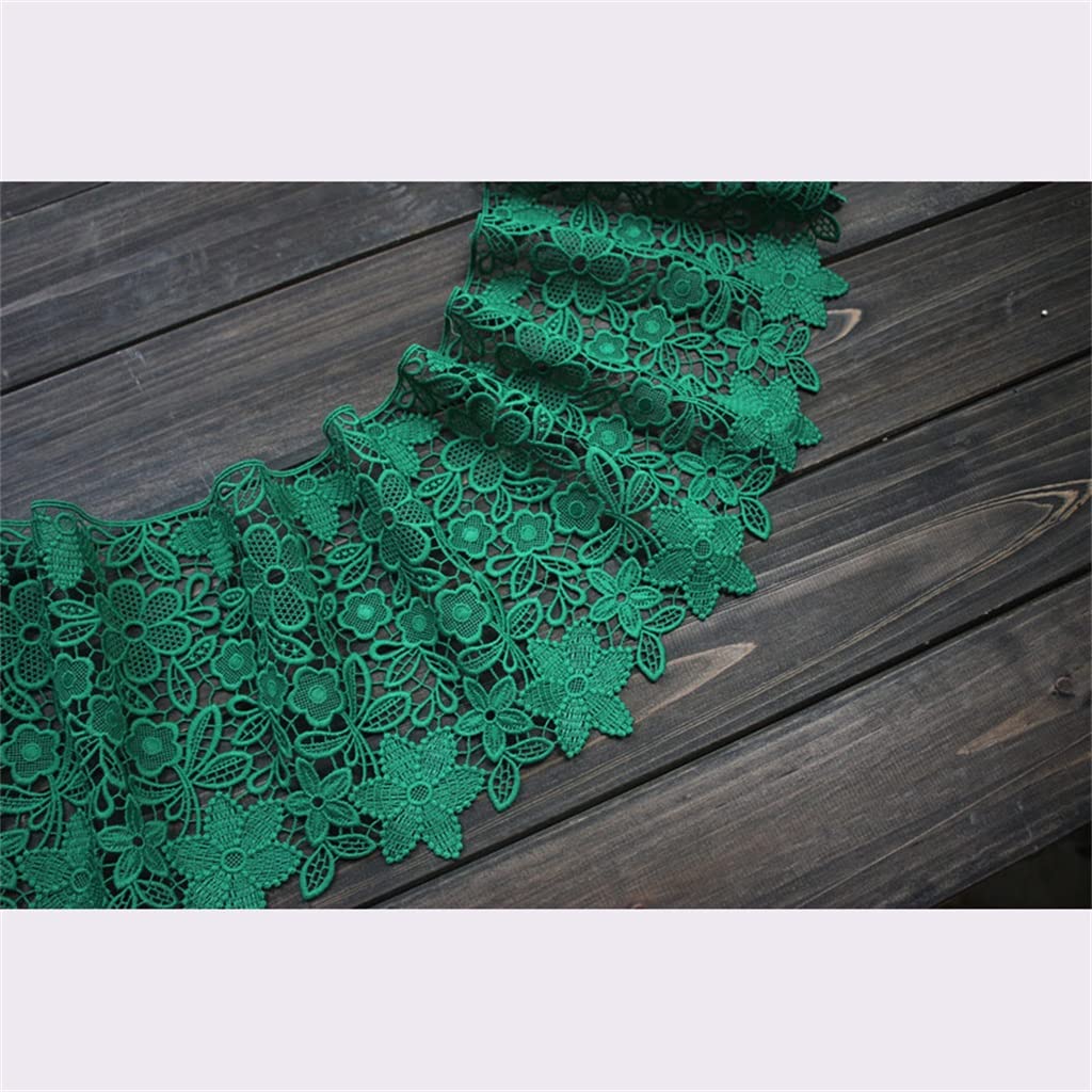 Générique Fleurs Vertes Broderie Coton Tissu Dentelle Ruban DIY Turban Jupe Rideau Canapé Guipure Garnitures Couture Décor (Couleur : Vert, Taille : 18CM) (Vert 18CM)