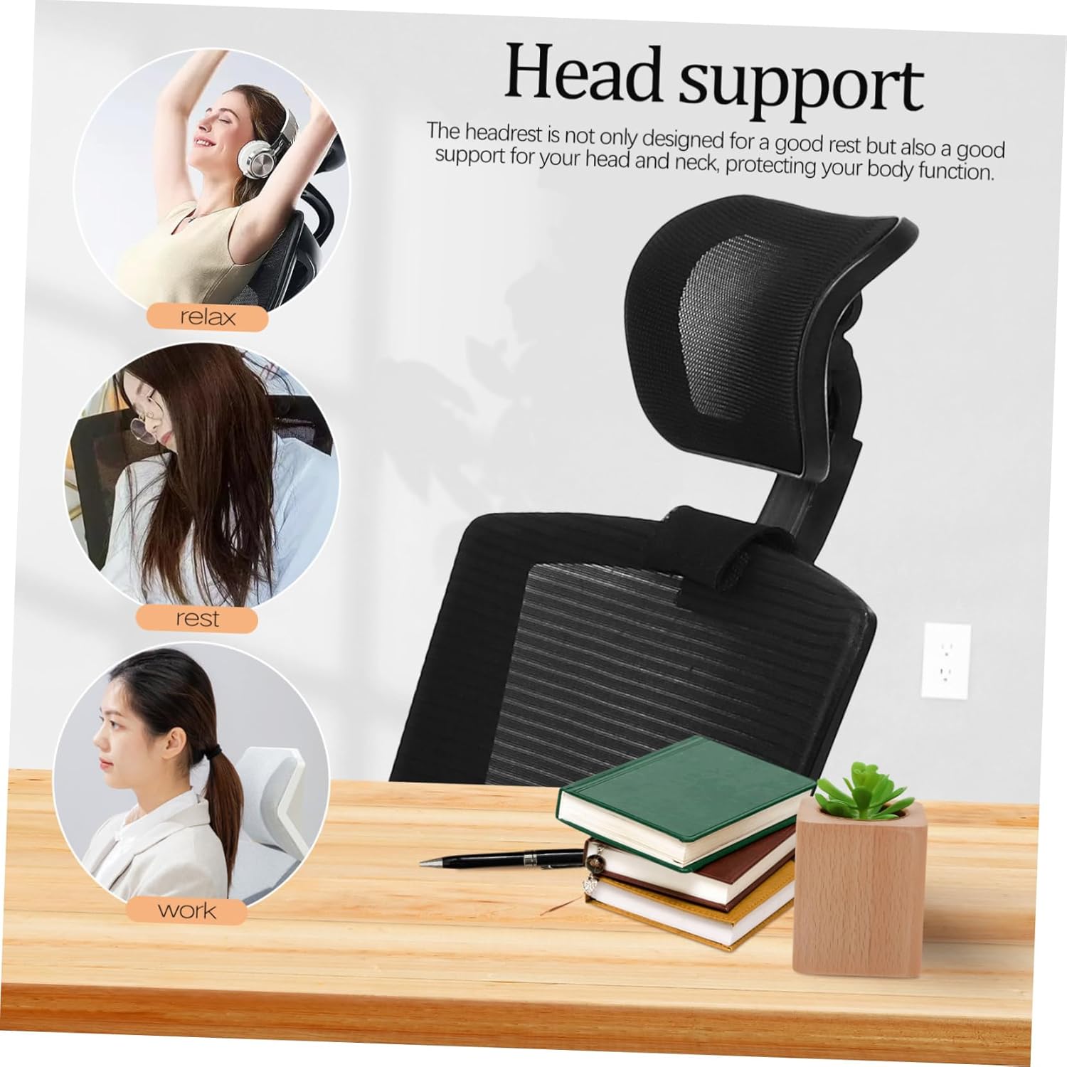 KICHOUSE Adjustable Mesh Headrest for Office Chair Gaming Chair Support Comfortable Neck Pillow for Computer Seat