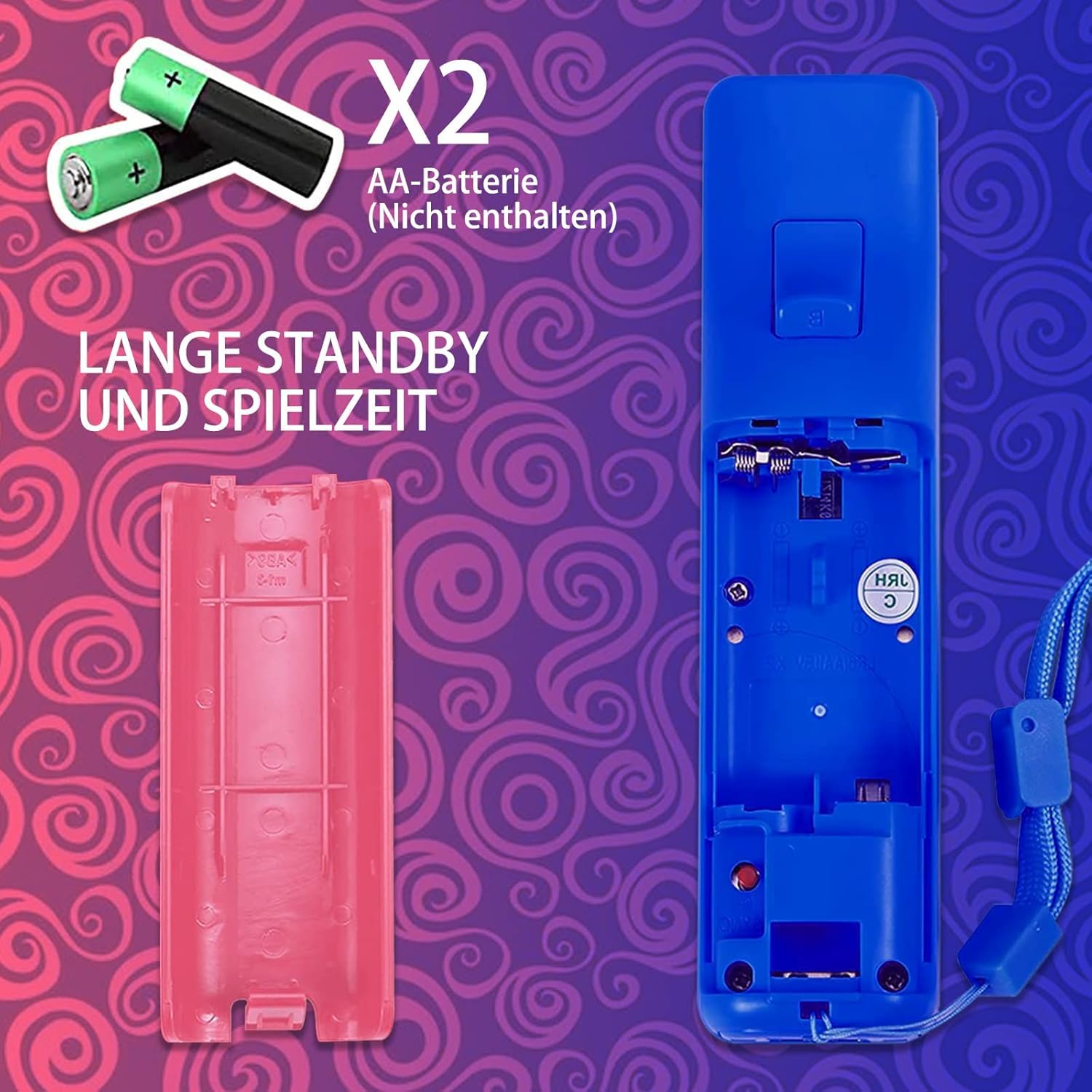 AUFGLO Pack de 2 manettes Wii - Télécommande Wii avec étui en silicone et dragonne (rose+bleu)