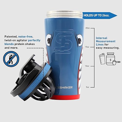 Miniatura 8 de Ice Shaker - Batidor de proteínas de acero inoxidable de 26 onzas, como se vio en Shark Tank, reutilizable, botella de agua para el gimnasio, color