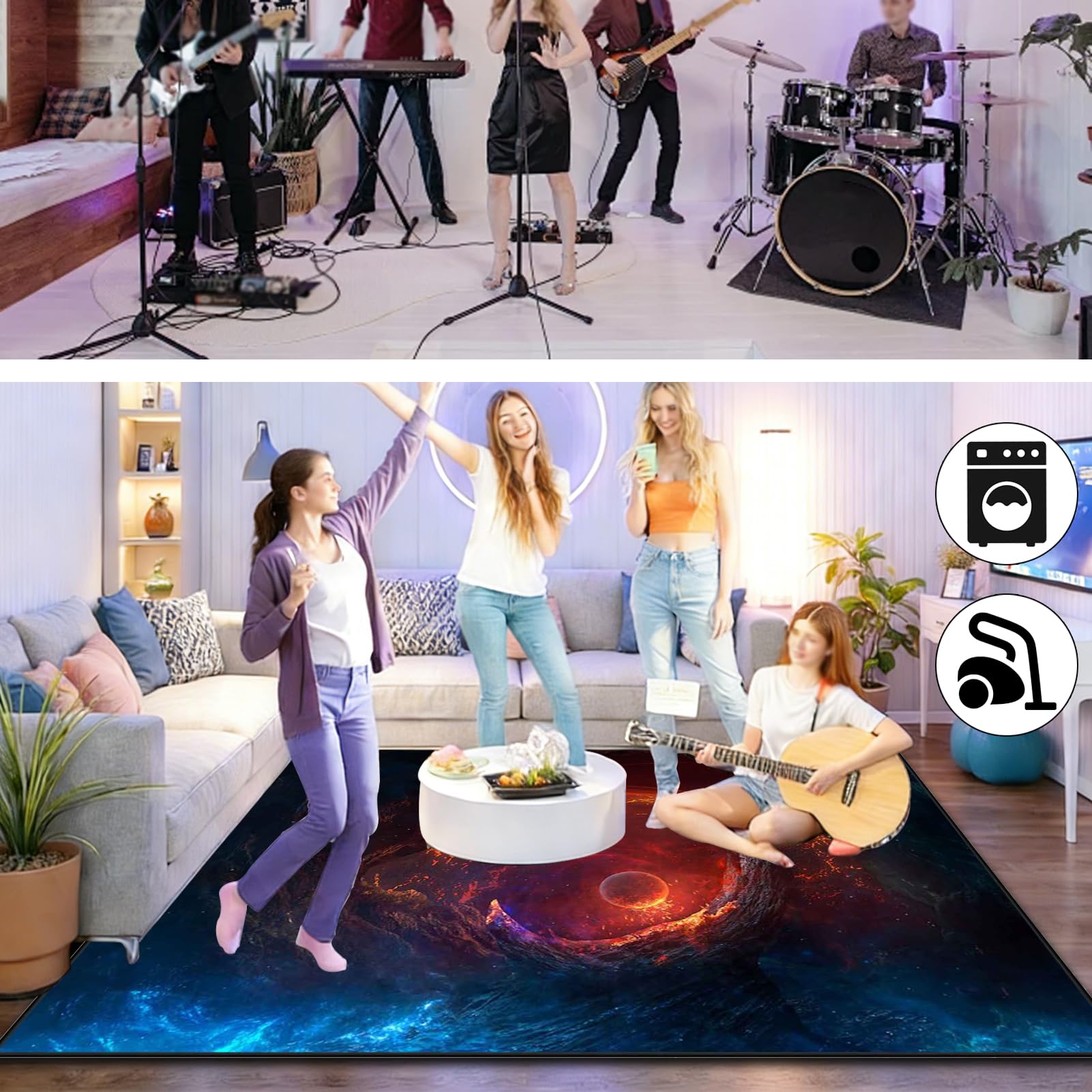 Tappeto Batteria Acustica, Tappeto Batteria Elettronica Insonorizzante Tappeto Antiscivolo per Batteria Elettronica Grancassa Rullante e Altri Strumenti Musicali Tappeto a Tamburo 230 x 200 cm