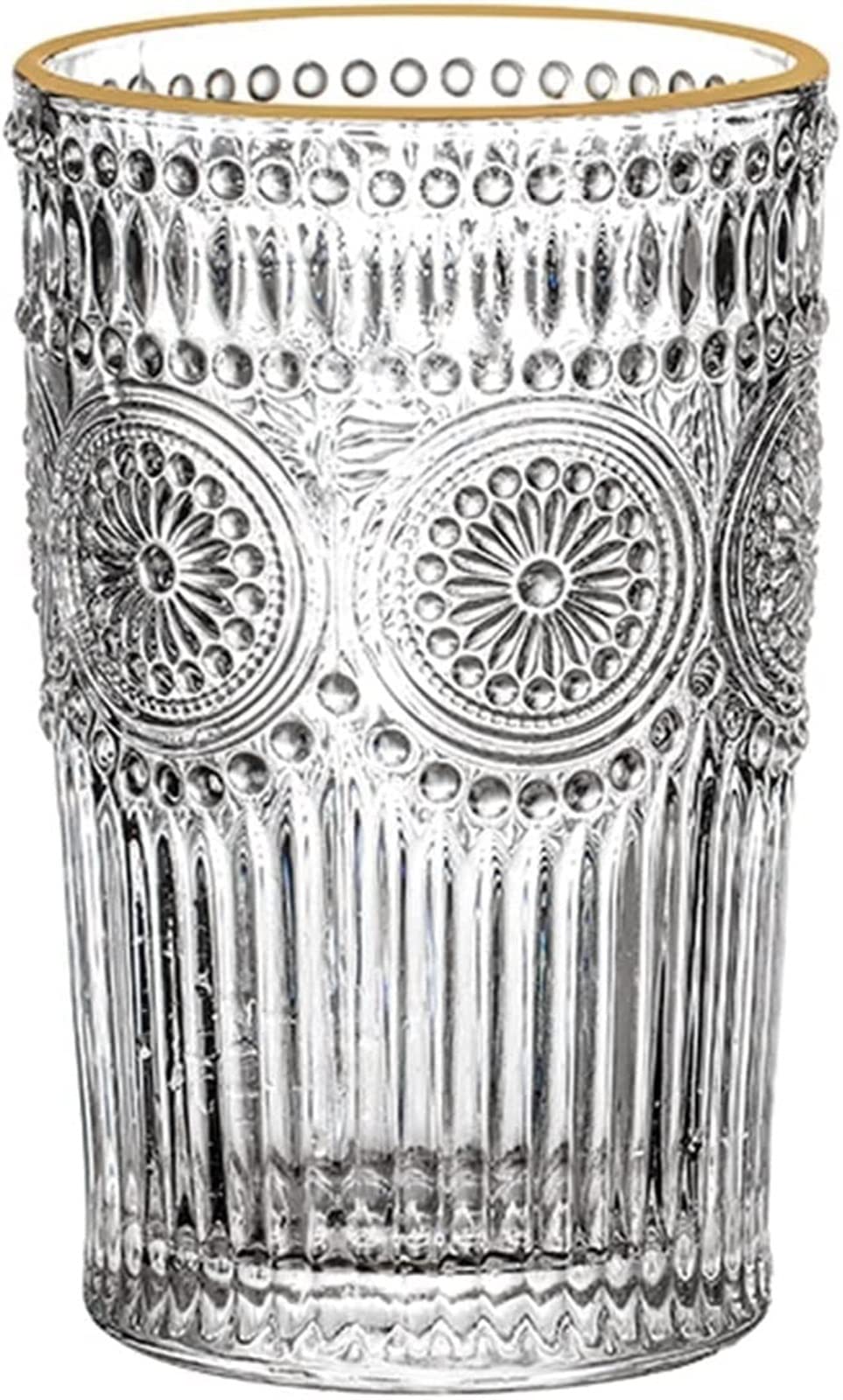YNIYUJKL Travel Coffee Mug Relief Cup Glass With Gold Edge Sunflower Heat Resistant Water Cup Cold Drink Juice Cup Milk Tea Cup Housewarming
