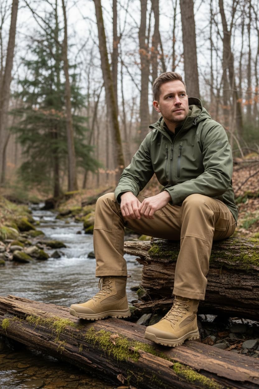 Tactical Boots for Men Lightweight Military Combat Work Boot Side Zipper Motorcycle... - Image 2