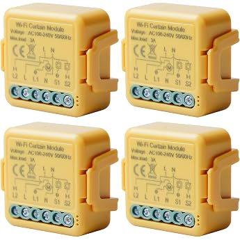 Tuya WiFi Smart Roller Shutter Switch Module 2.4 GHz Alexa Smart Roller Shutter Control App Control Timer for Roller Shutter Motor Works with Alexa/Google Home Pack of 4