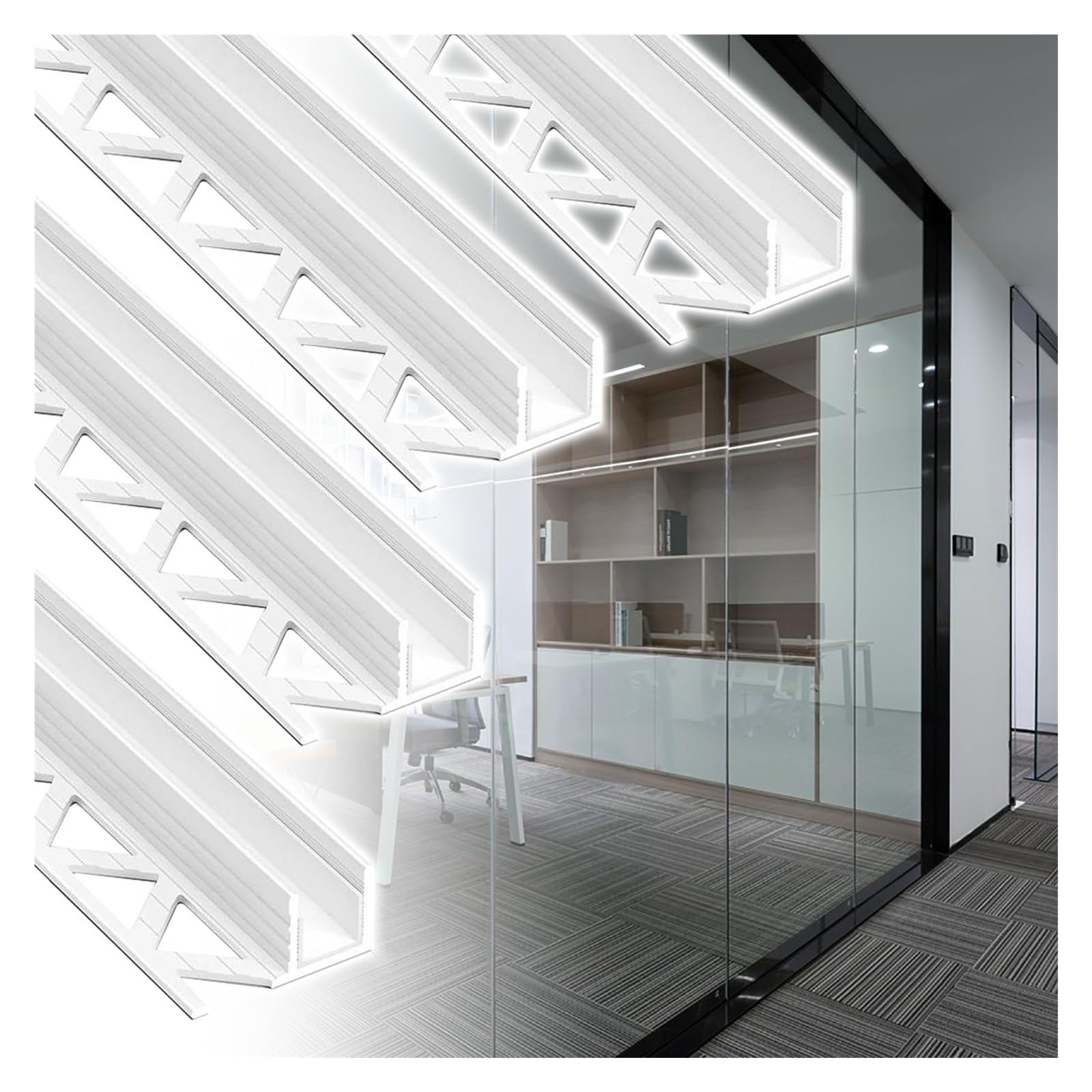 JYHHCYS Versatile Aluminum Glass U Channel White Black, Embedded Glass Edge Trim Channel for Shower Enclosure Partition Railing Balcony Staircase Pool Fence(White 4pc,10mm(0.39in))