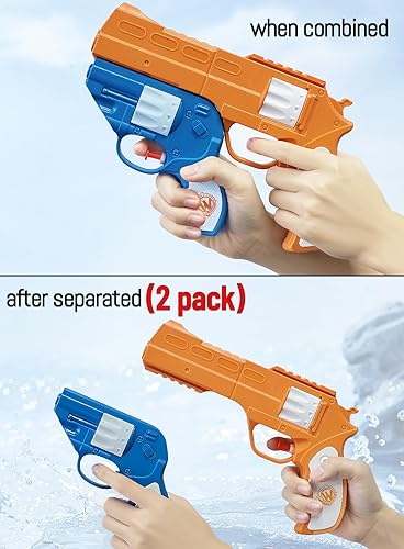 Miniatura 2 de Paquete de 4 pistolas de agua para niños y adultos, pistolas de chorro 2 en 1, pistola de agua de largo alcance y alta capacidad, pistola de verano