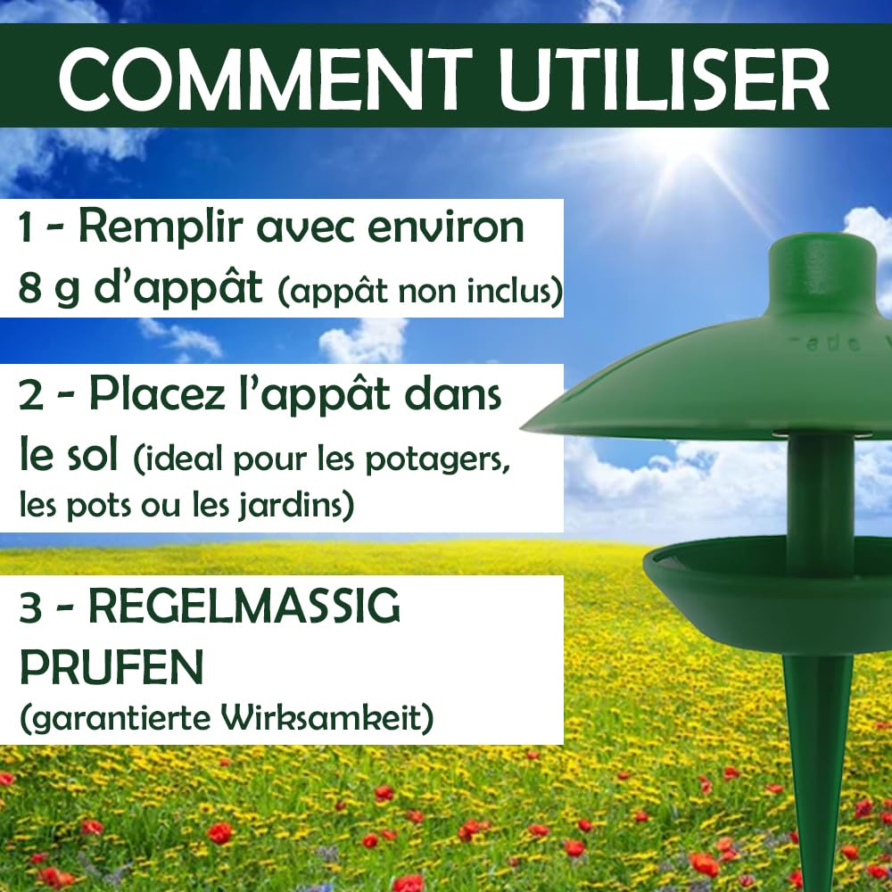 LUMA-Stop Piège Anti Limaces et Escargots 30 Unités, Piège à Limaces Écologique pour Jardin et Potager, Appât Protégé de la Pluie, Anti Limace Sécurisé pour Animaux et Cultures