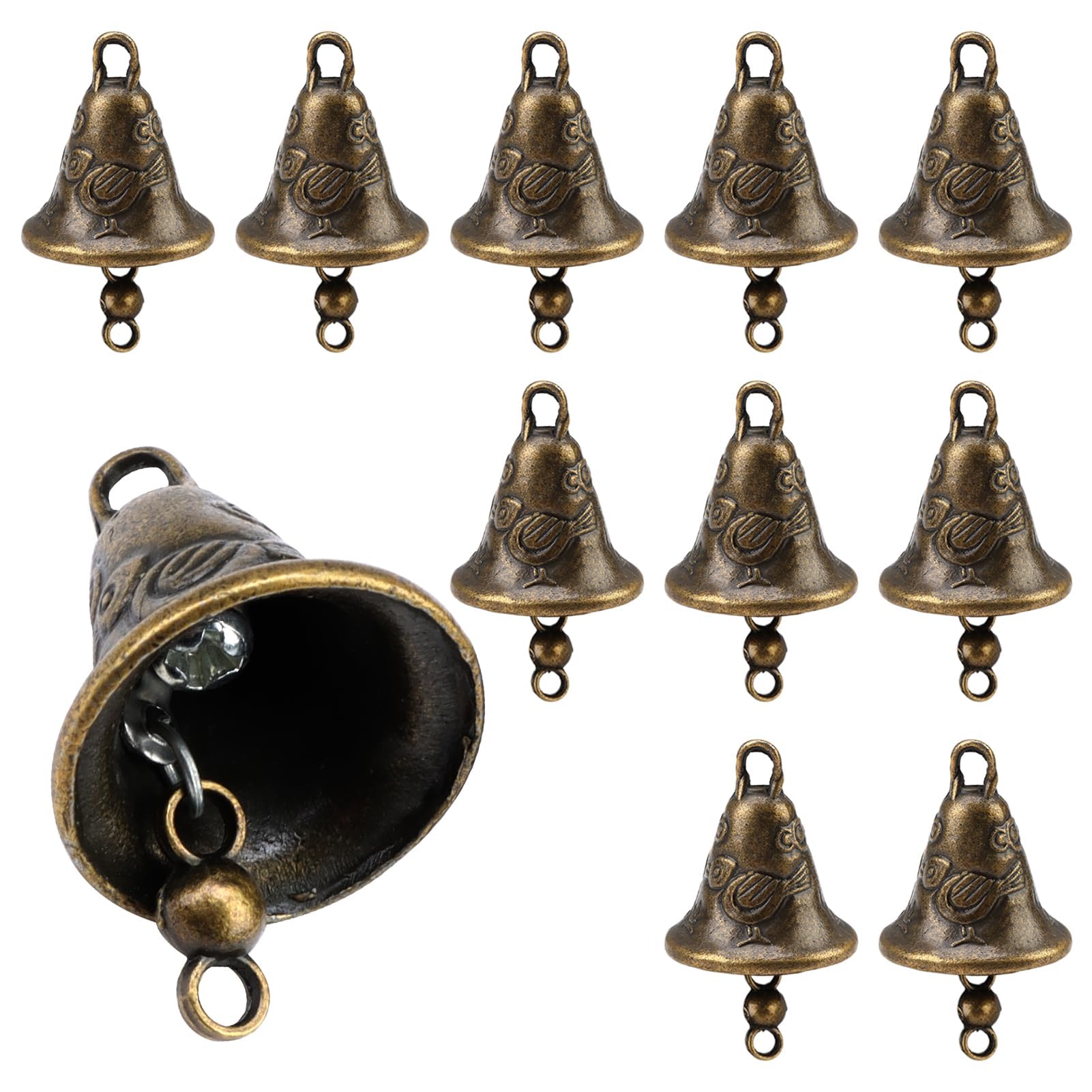 11Pcs Craft Bells Vintage Brass Hanging Bell Small Jingle Bells for Home Decoration Wind Chimes for Christmas Decorative DIY Crafts Ornaments
