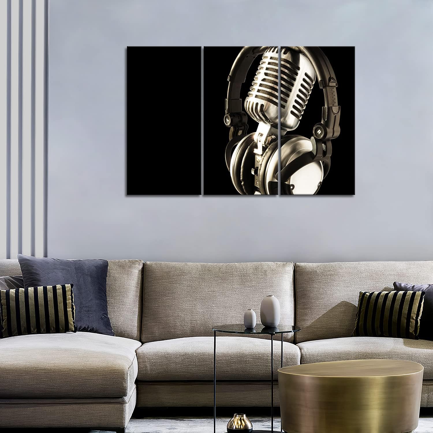Headphone and Microphone Hangs On It Wall Art Painting The Picture Print On Canvas Music Pictures for Home Decor Decoration Gift