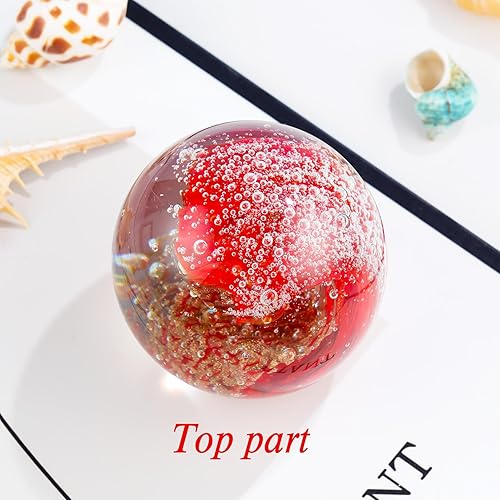 Miniatura 5 de YWHL Bola de vidrio soplado a mano con olas oceánicas, pisapapeles coleccionable de cristal para amantes del océano, figuras de vidrio decorativas