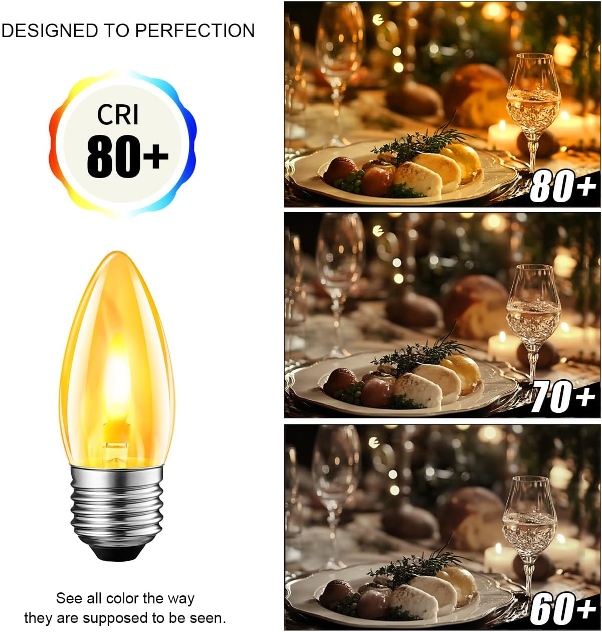 LVWIT Flame Light Bulbs,Flickering Flame Bulbs with 2 Modes,E26 1800K Non-Dimmable Realistic Fire Effect Bulbs for Chandelier/Home Decoration, Indoor and Outdoor Use, 6 Pack