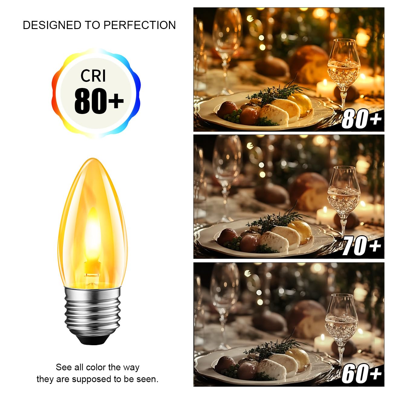 LVWIT Flicker Flame Light Bulb,E27 Flickering Candle Light Bulbs,1800K Warm White Fire Flickering Chandelier Light Bulbs for Daily Decoration,Christmas,Halloween,Party,Non-Dimmable(6 PCS,2 Modes) - Image 4