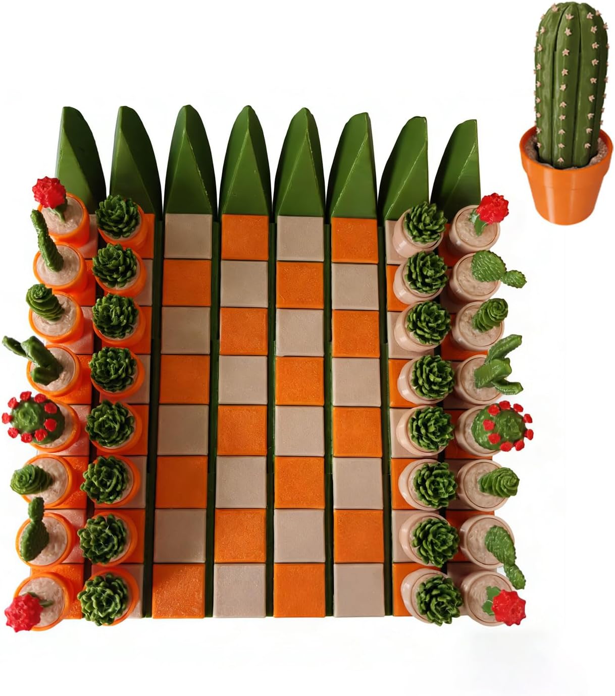 Cactichess - Roll up Cactus Chess Set, Cactus Chess Board, Magnetic Chess Game, Checkers Board Game, Cacti by Forgecore, Travel Chess Set, Portable Chess Board and Piece (Cactus Chess Set)