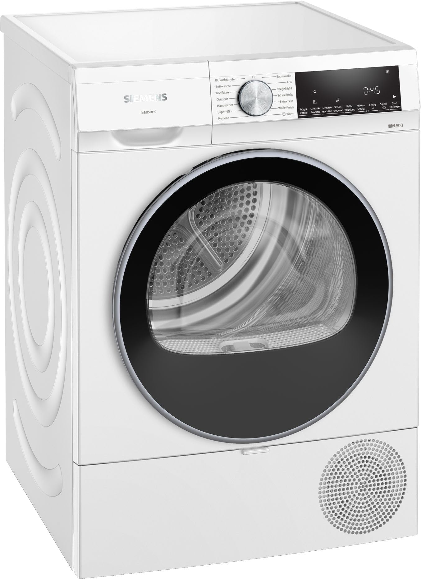 Siemens WQ43G2D0EM, iQ500, Smarter Wärmepumpentrockner 9 kg, autoDry, speedPack, Reversierende Trommel, Nachlegefunktion, halbe Beladung, Trommelinnenbeleuchtung, Weiß
