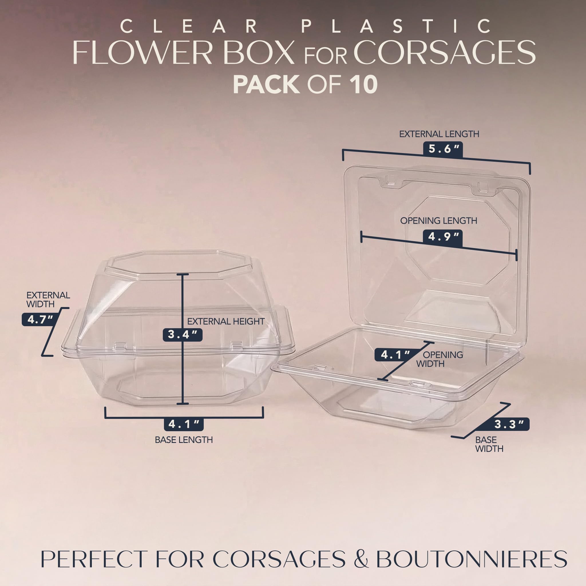 Clear Corsage Boxes - 10 Pack for Flowers & Boutonnieres -2 Clear Corsage Boxes - 10 Pack for Flowers & Boutonnieres -2