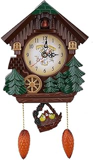 Omabeta Cuckoo Clock, Classic Unique Cute Wooden Vintage Traditional Forest Silent Handcrafted Tree House Decorative Cuckoo Clock for Living Room Office Coffe Shop Restaurant