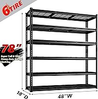 Vista 2 de REIBII Estantería de garaje de 3300 libras, estantes de almacenamiento de 78 pulgadas de alto, estantes de metal ajustables de 6 niveles, estante