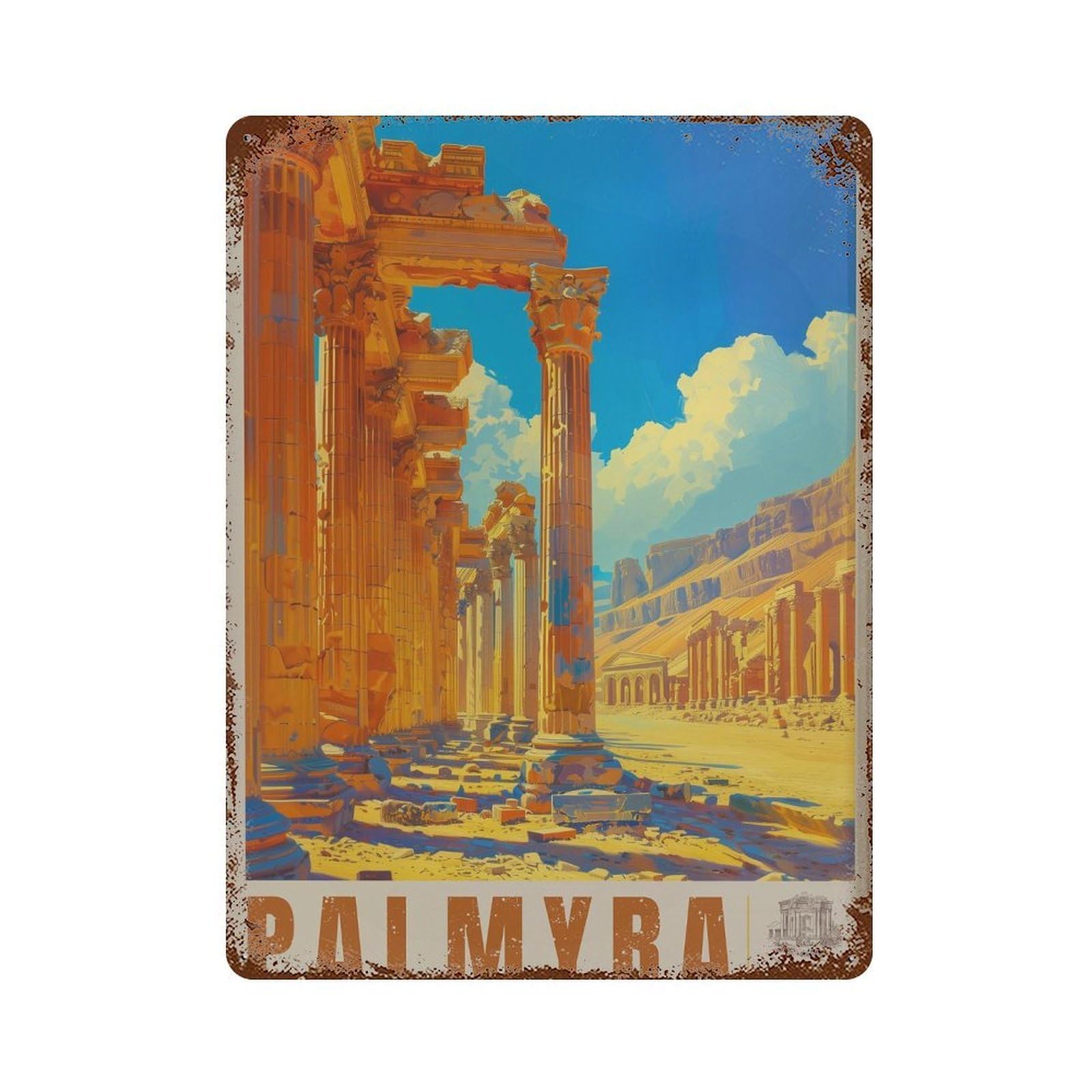 xiaoxiaoshen Palmyra Syria Travel Ancient Temple (2) Wall Decor Art Metal Tin Poster Modern Home Decor Art Home Bar Shop Decorations Vintage Sign 40x30cm