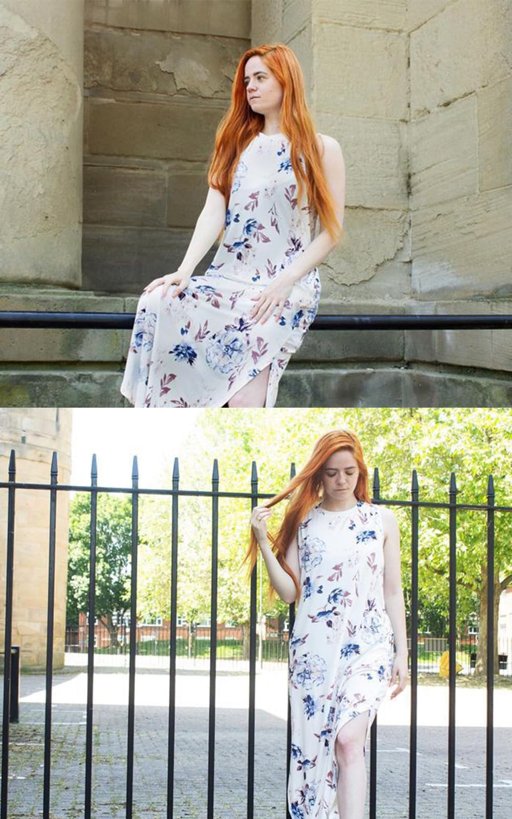 AUSELILY Vestito Donna Estivo Lungo Vestito Maxi Senza Maniche Vestito da Spiaggia Stampa Floreale Vestiti Casual Donna con Spacco Laterale e Tasche