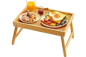 Pipishell Bamboo Bed Breakfast Tray with Folding Chair Legs