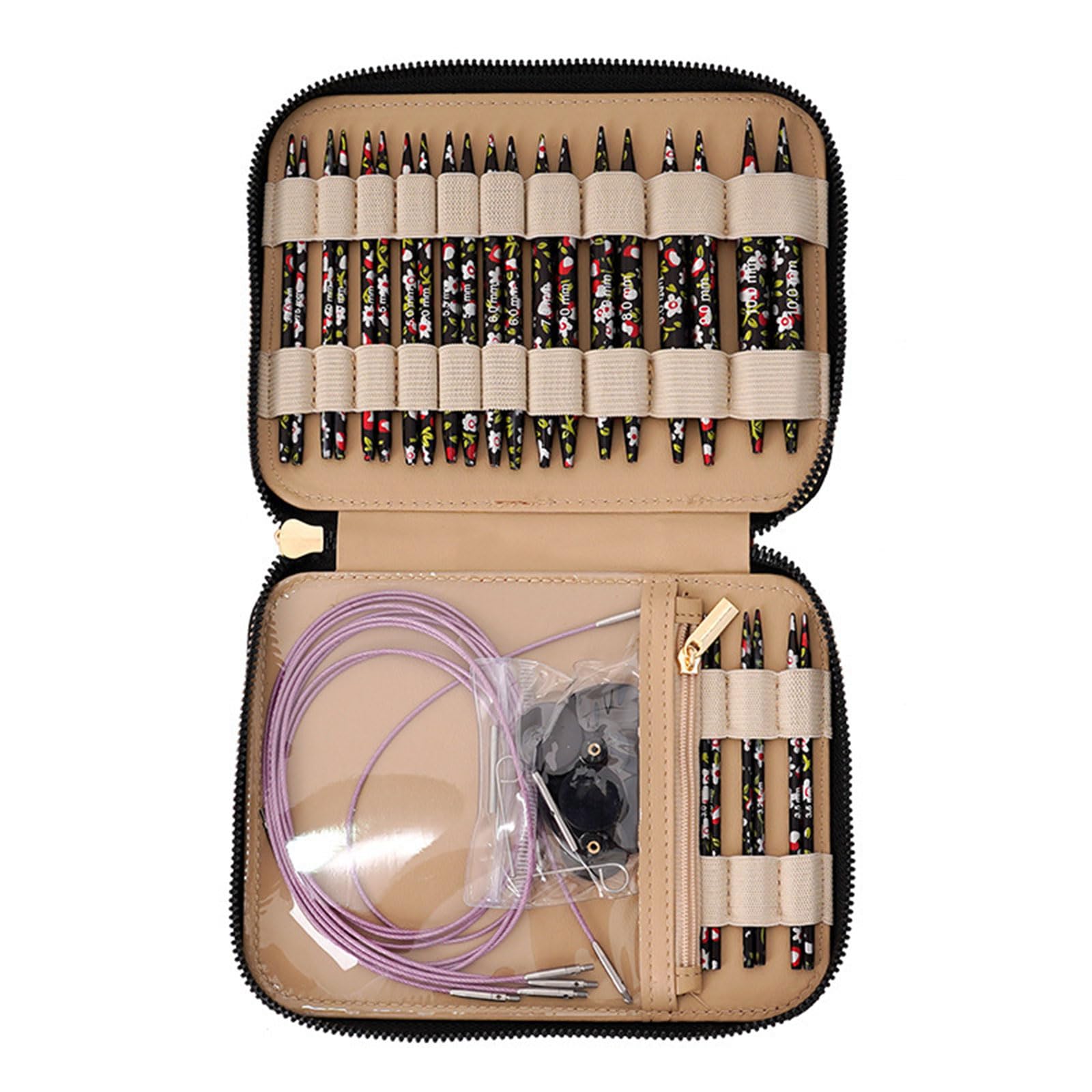 3mm-10mm Interchangeable Circular Knitting Needle Set with Case and Accessories Pins Interchangeable Needle Set