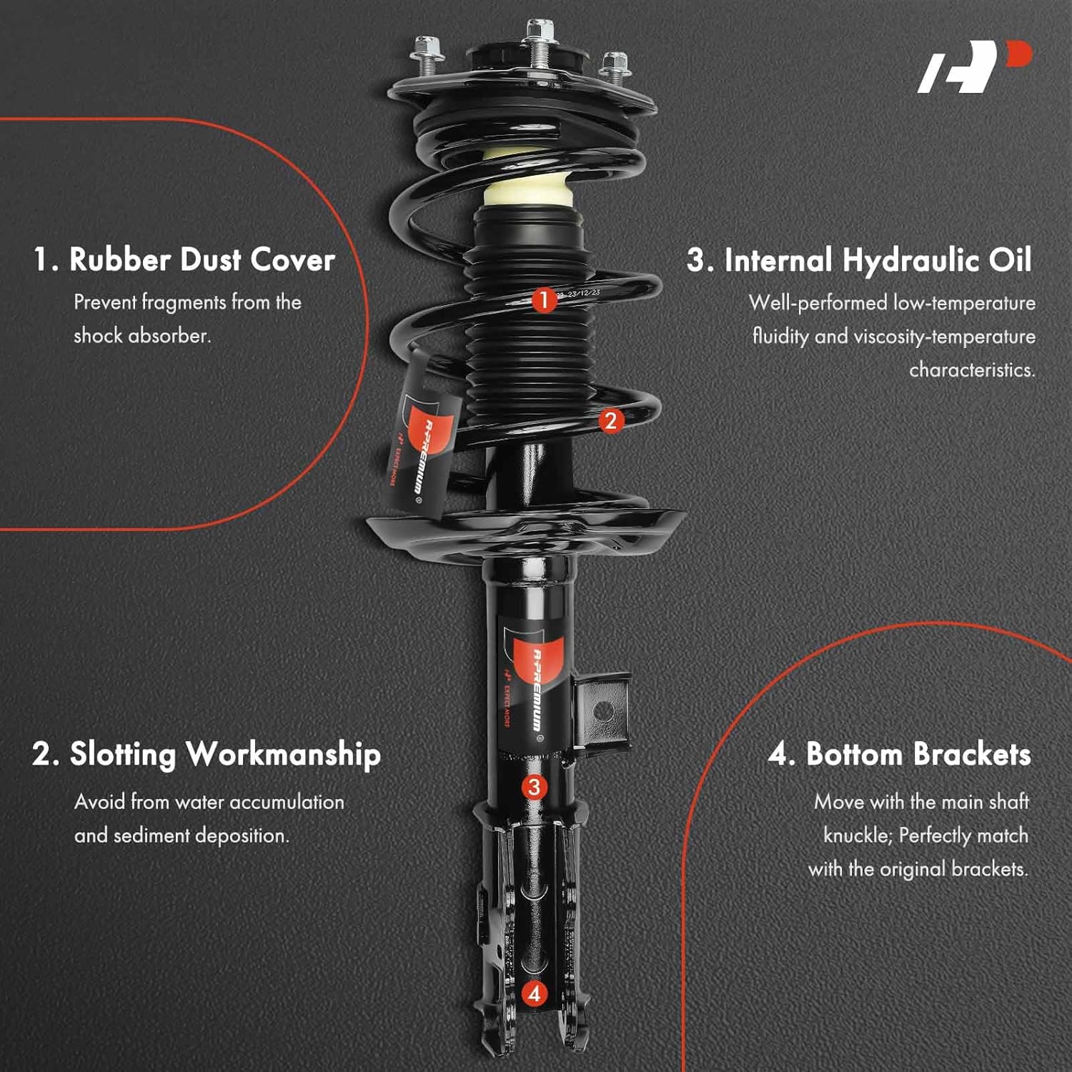 A-Premium Front Pair (2) Complete Strut & Coil Spring Assembly Compatible with Toyota C-HR CHR 2018 2019 2020 2021 2022, 2.0L, Driver and Passenger Side, Replace# 18920785, 18920786