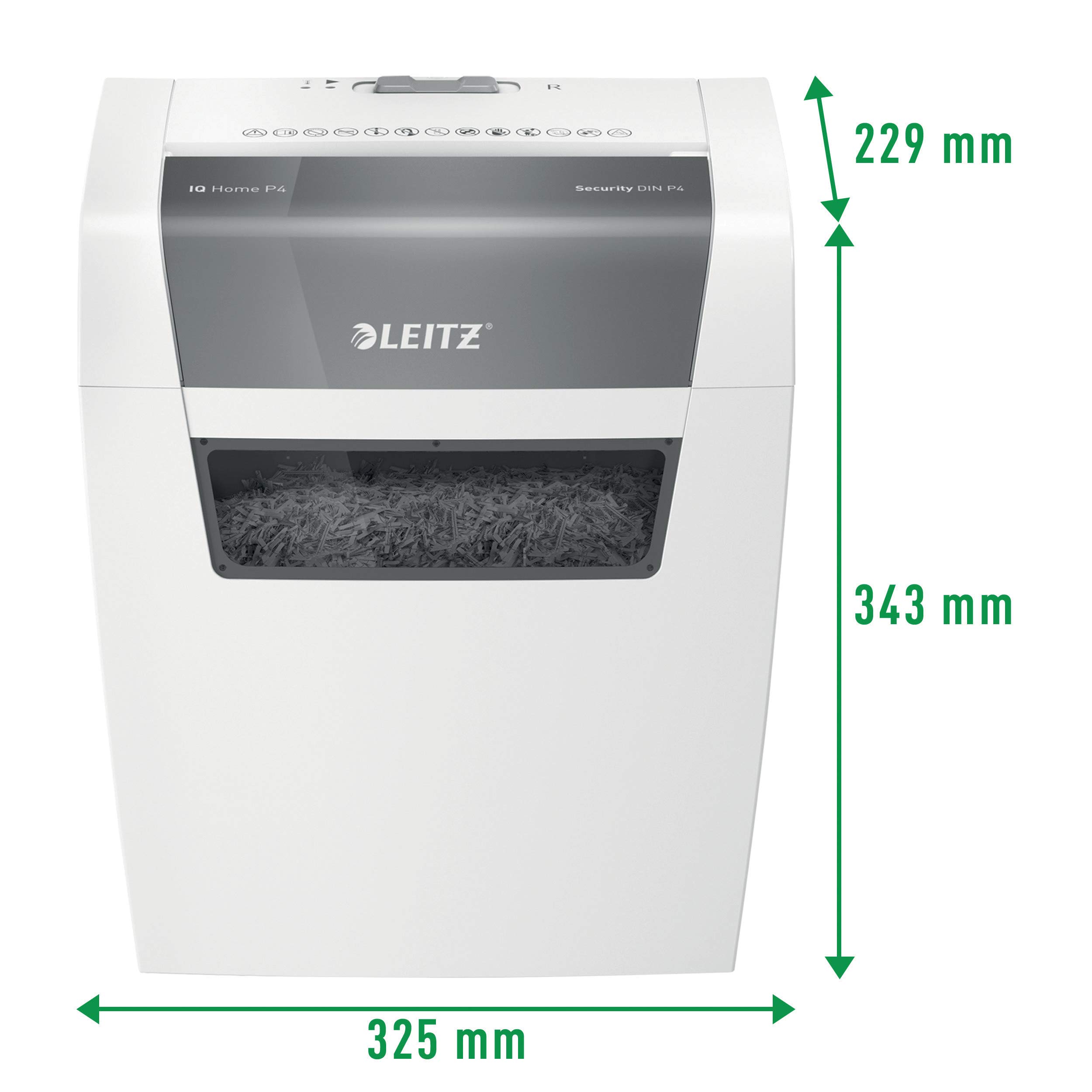 Leitz IQ Home 80340000 - Destructora de papel (7-6 hojas, 70-80 g/m², 15 litros, silenciosa y compacta), color blanco
